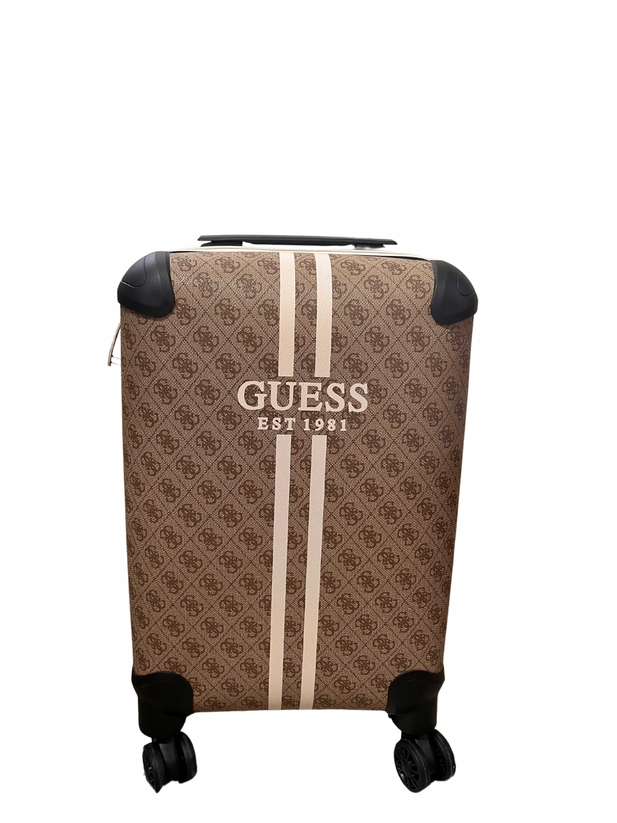 Guess Brown Logo &amp; Stripe Suitcase