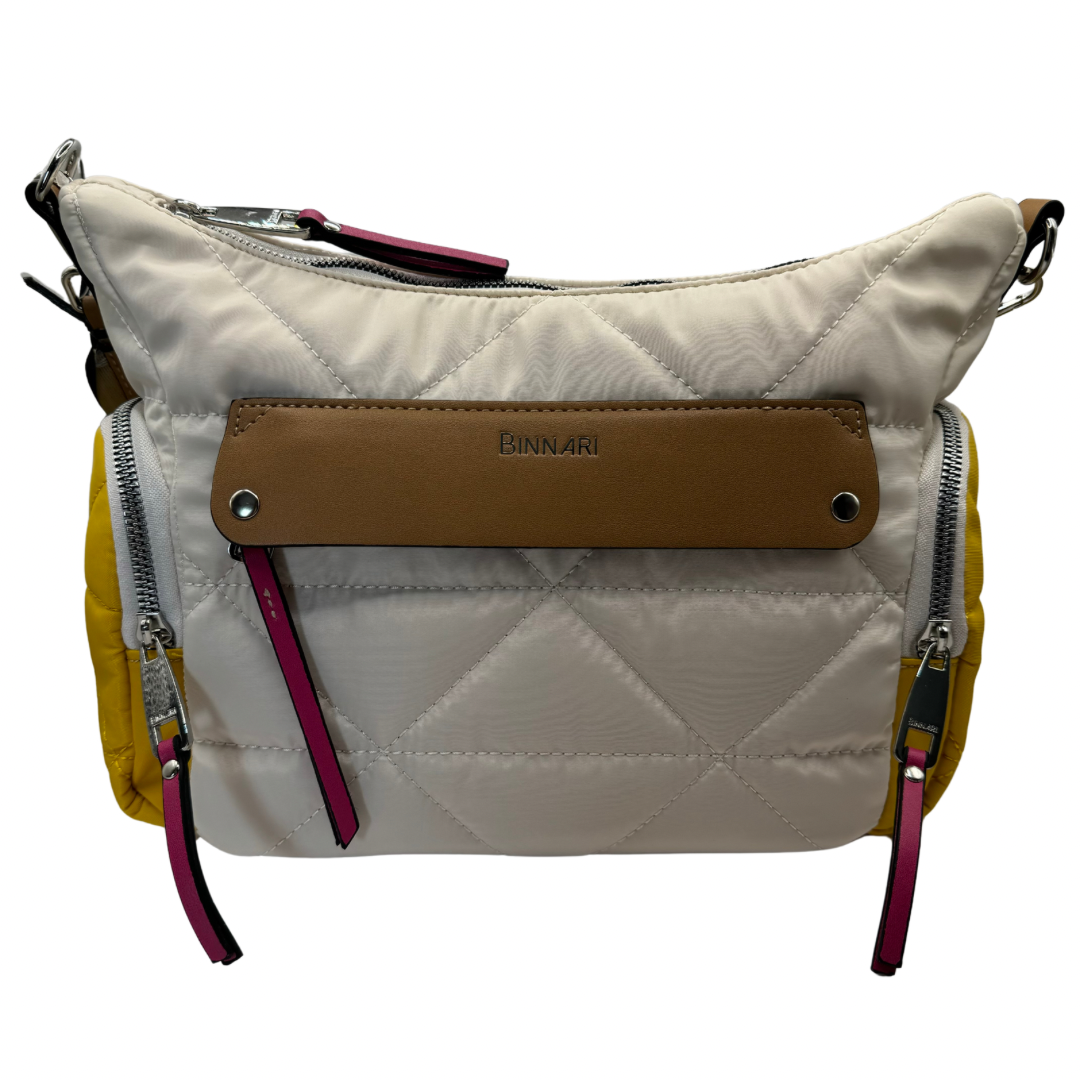 Binnari Cream Crossbody Bag with Yellow and Pink Detail
