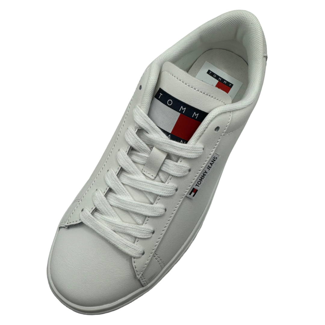 Tommy Jeans White Leather Trainers with Logo on the Tongue