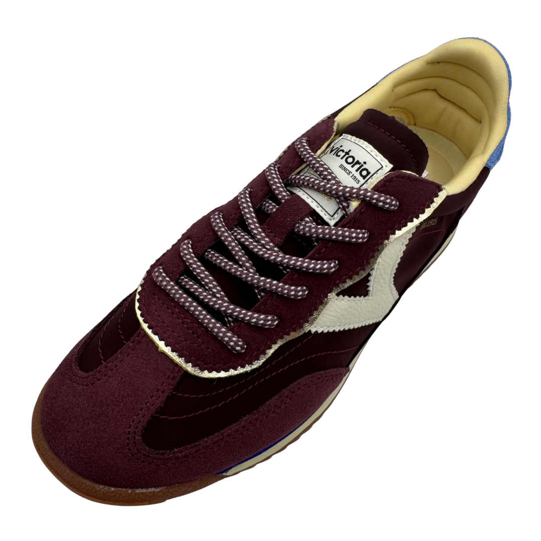 Victoria Burgundy, Cream &amp; Blue Trainers