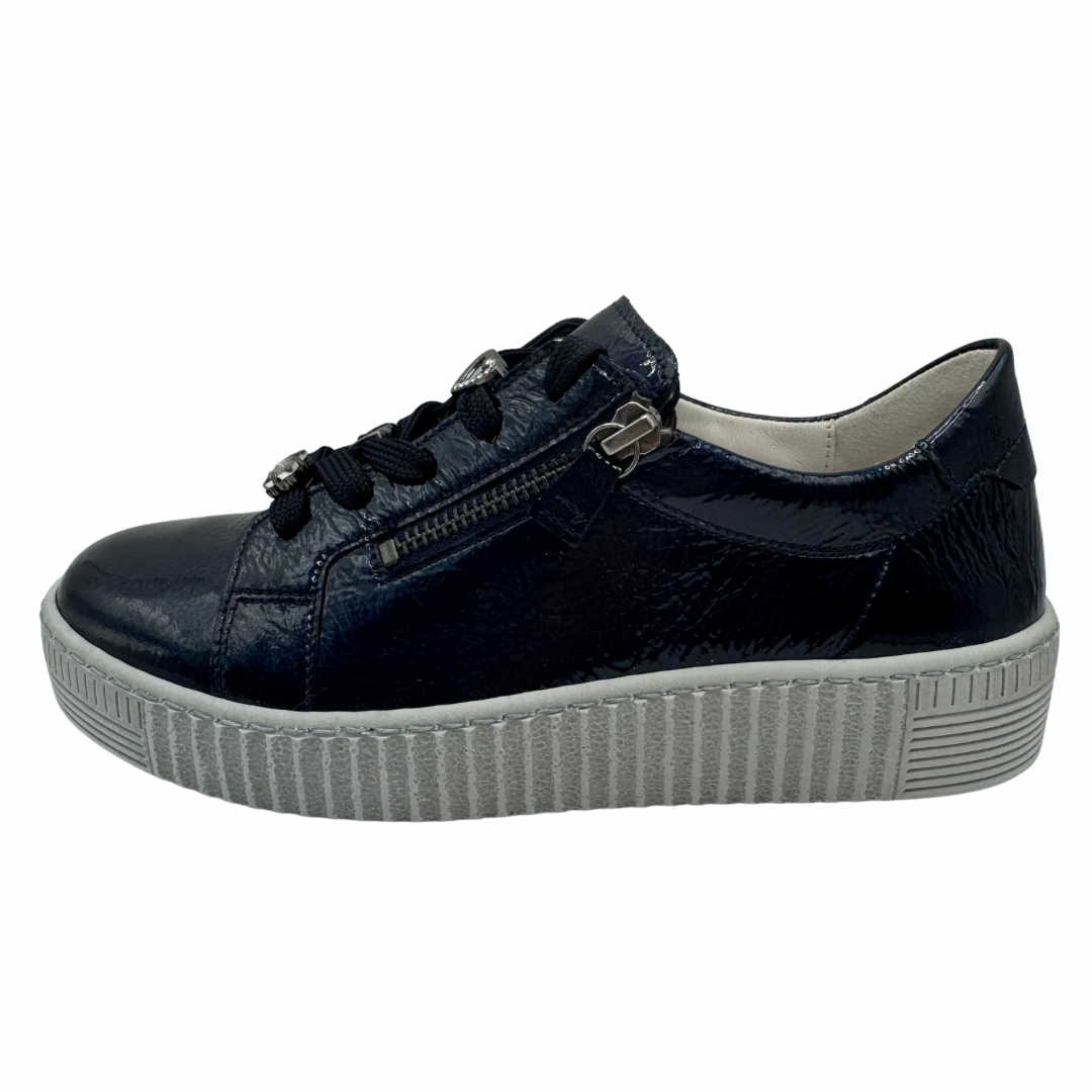 Gabor Navy Patent Trainers