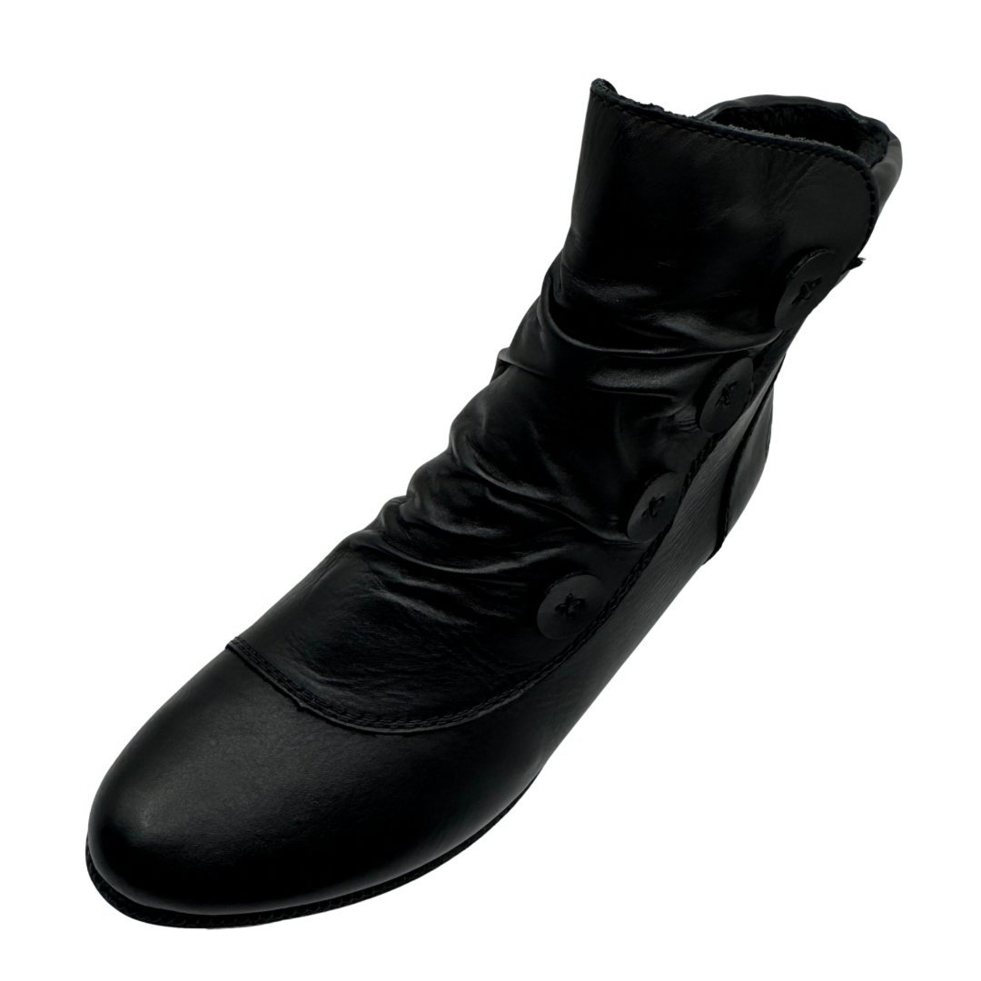 Rieker Black Heeled Boots with Button Detail