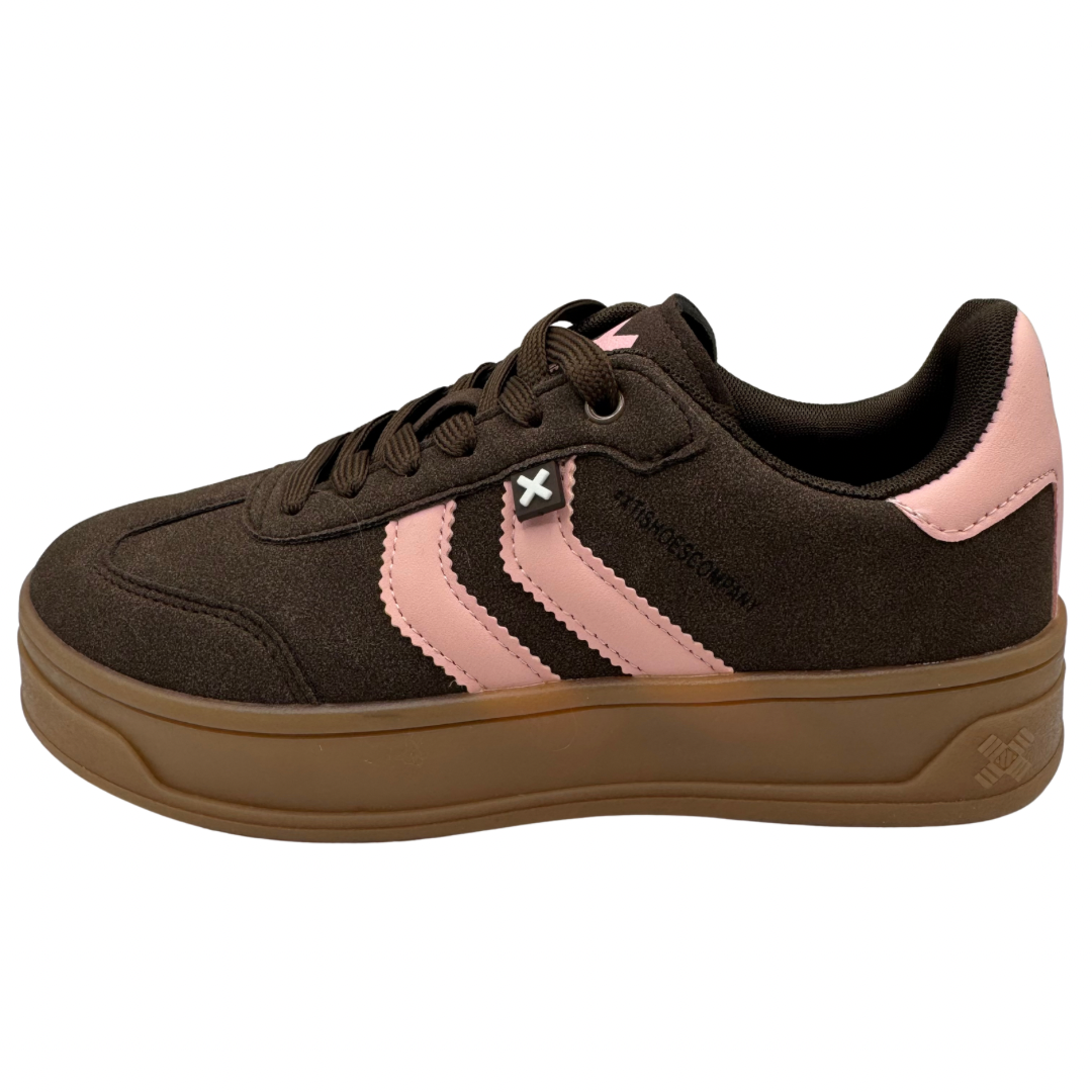 Xti Brown &amp; Pink Platform Trainers