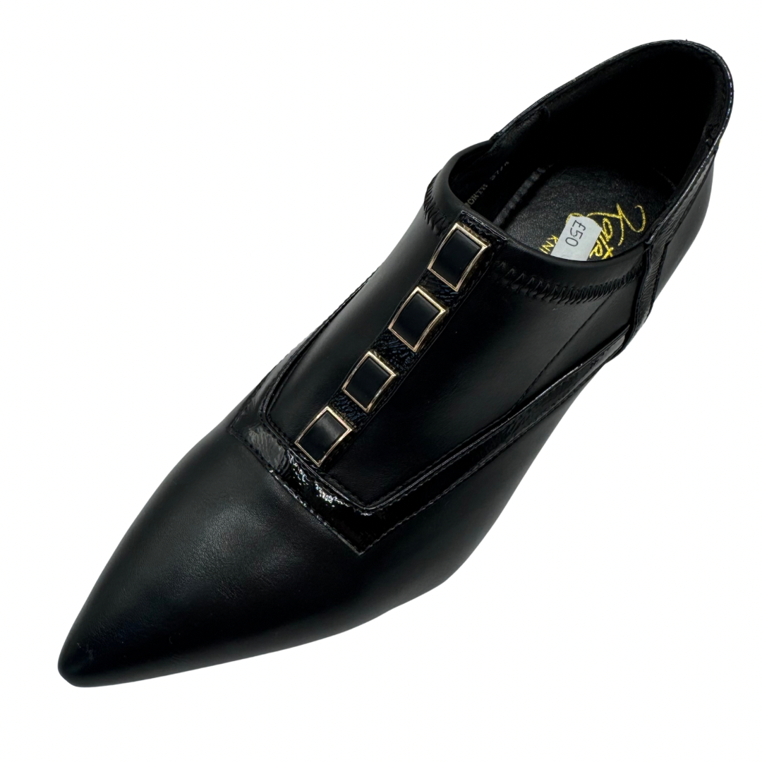 Kate Appleby Black Pointed Heeled Shoes with Detail up the Front
