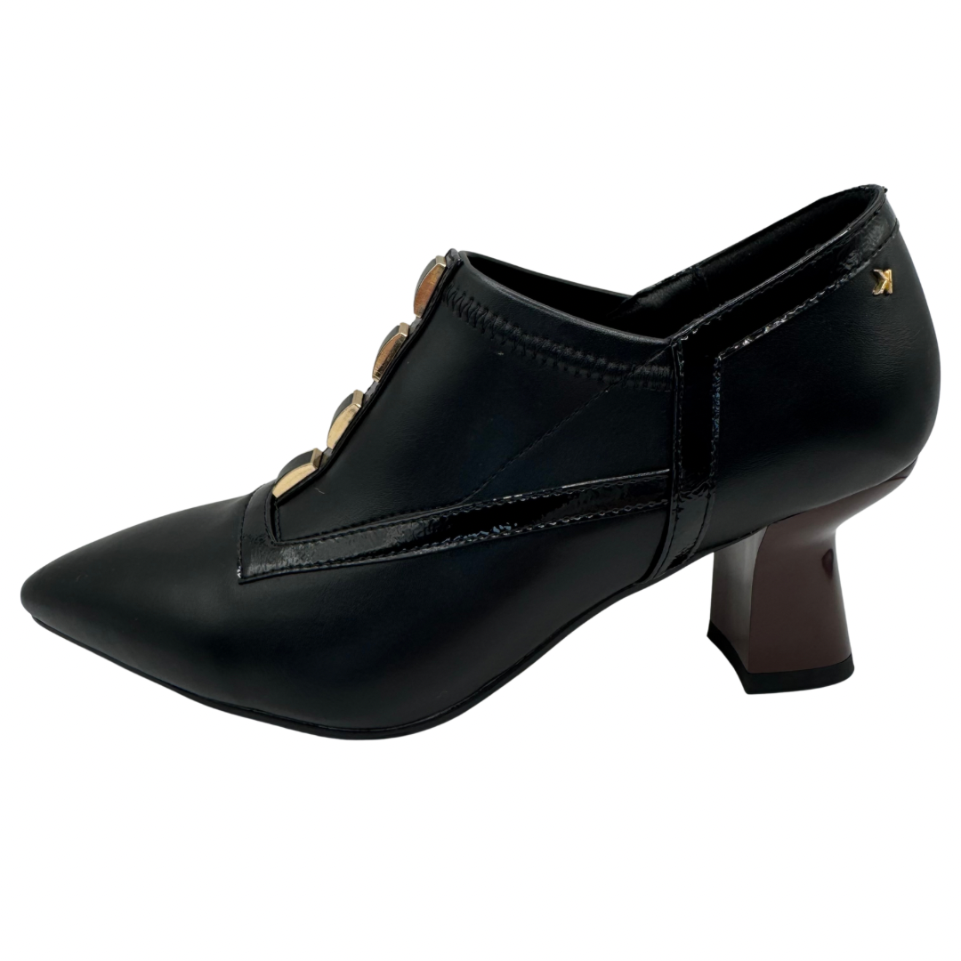Kate Appleby Black Pointed Heeled Shoes with Detail up the Front