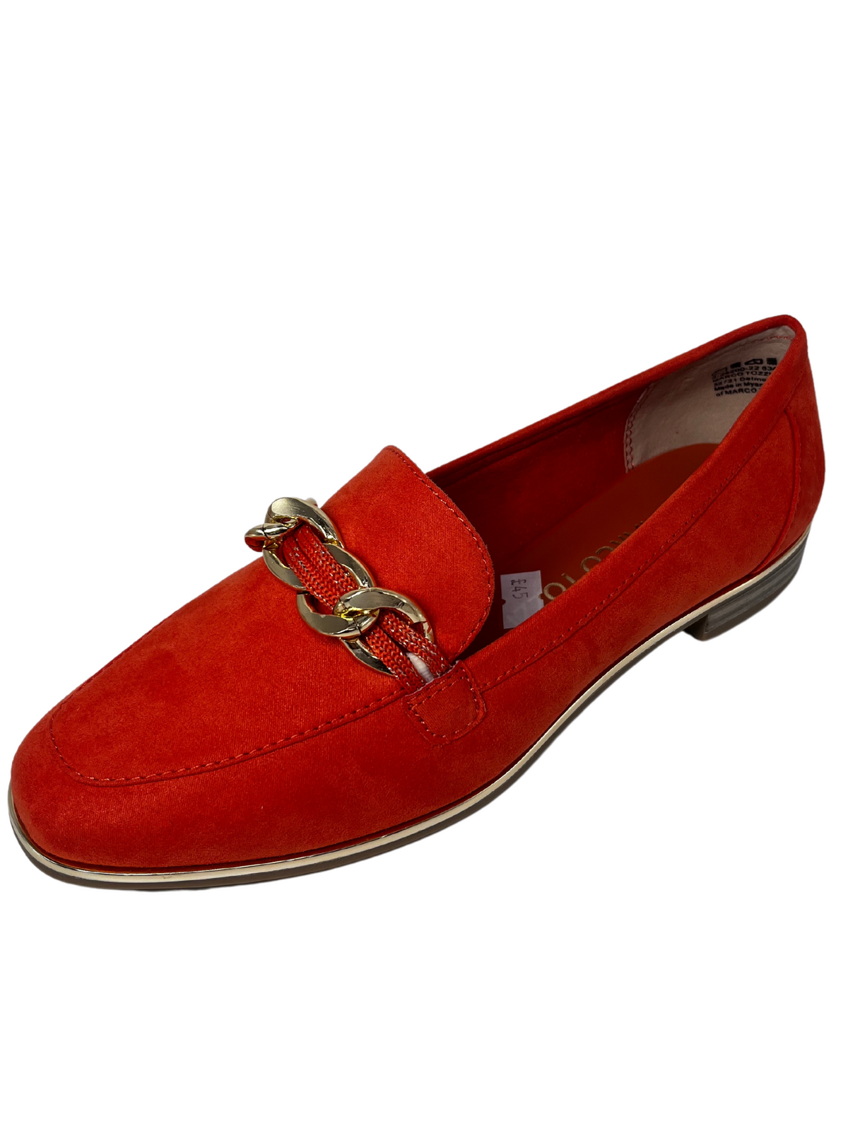 Marco Tozzi Orange Loafers With Chain Detail