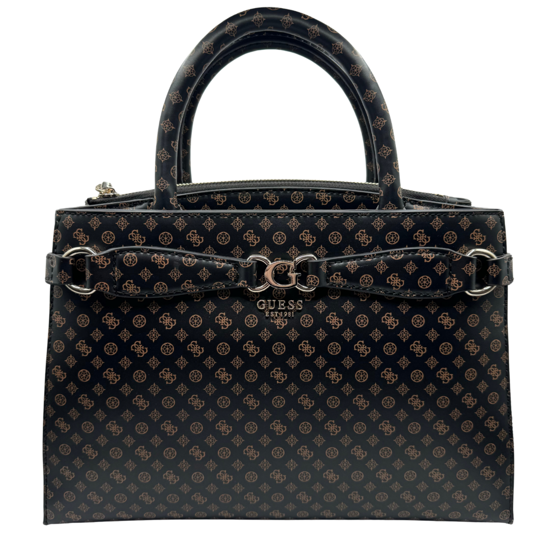 Guess Dark Brown Mocha Logo Print Bag