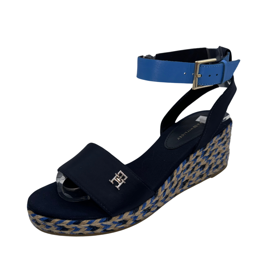 Tommy Hilfiger Navy and Blue Woven Wedge