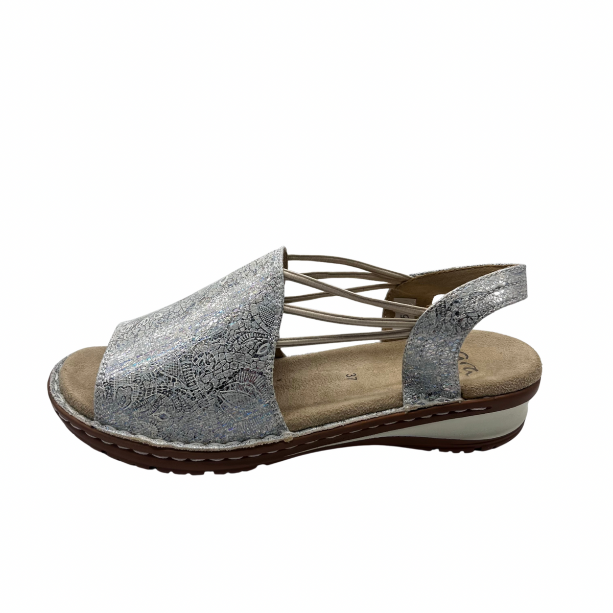 Ara Blue and Silver Design Elastic Sandals