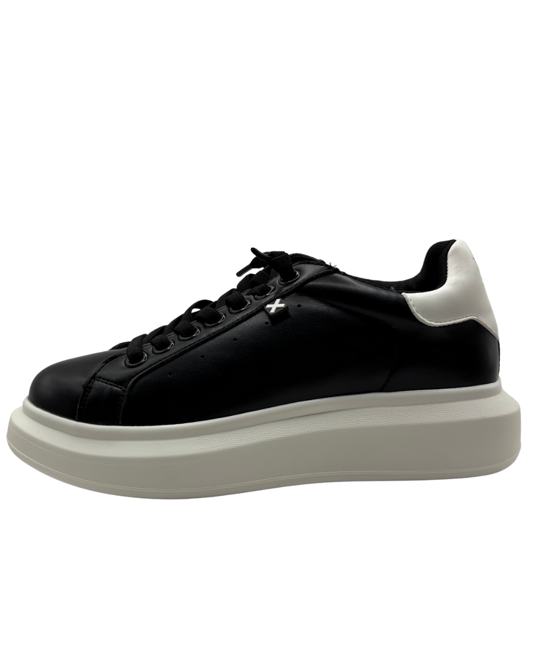 XTI Black Platform Trainer with White Sole