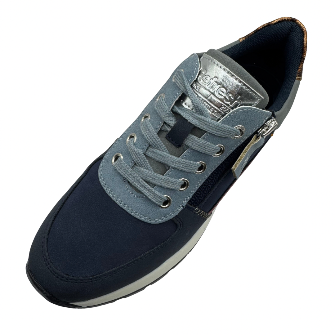 Refresh Navy, Blue &amp; Green Trainers with Side Zip