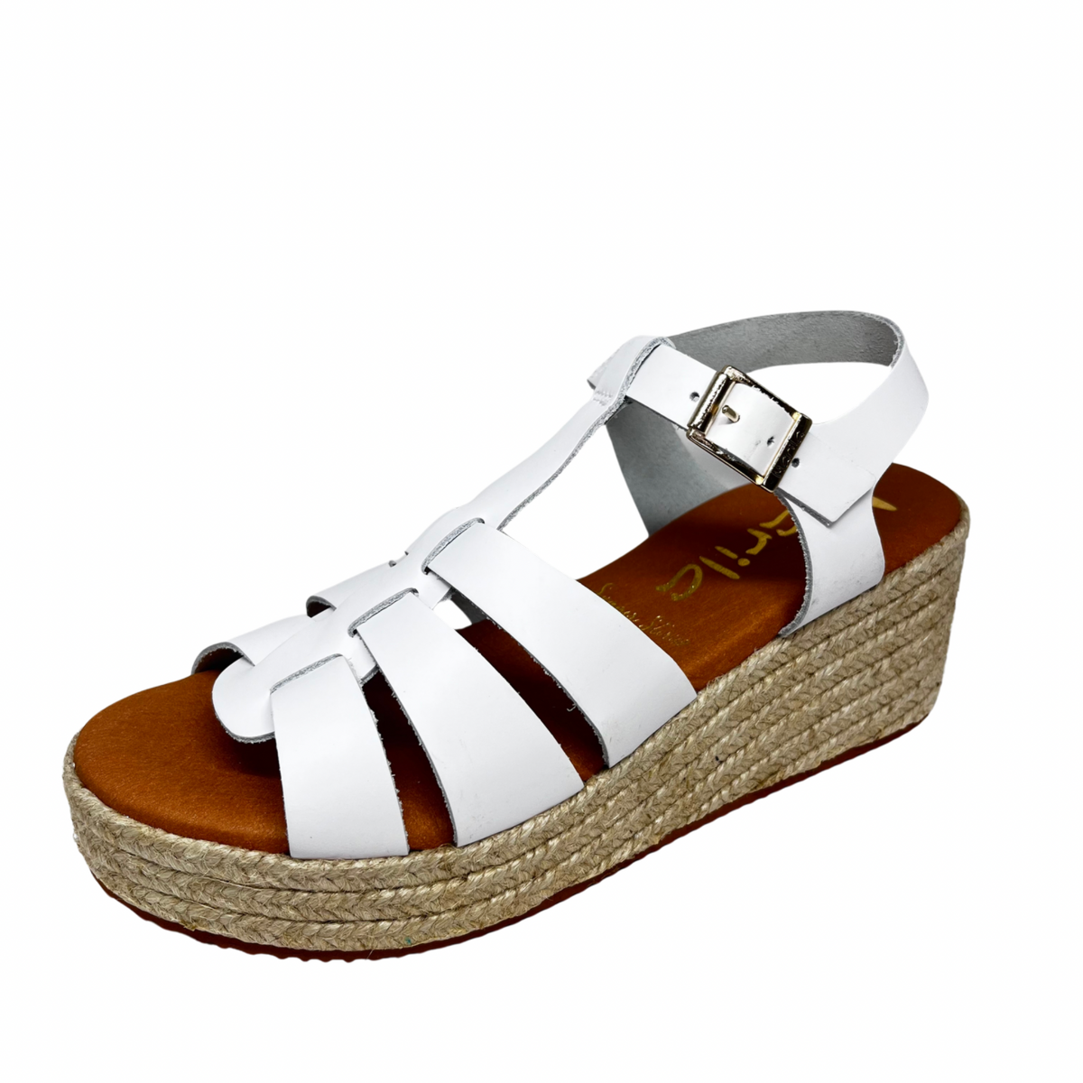 Marila White Leather Wedge Sandal