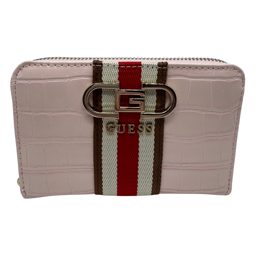 Guess Pale Pink Stripe and Croc Small Purse