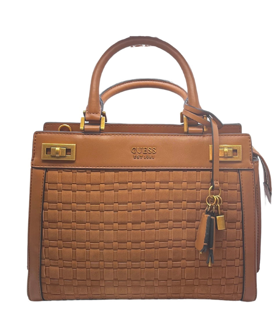 Guess Tan Handbag With Woven Design
