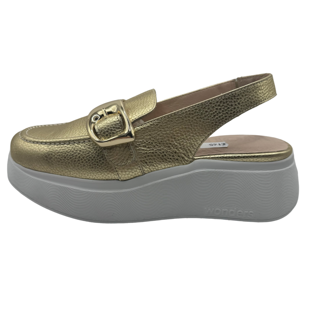 Wonders Gold Slingback Wedge