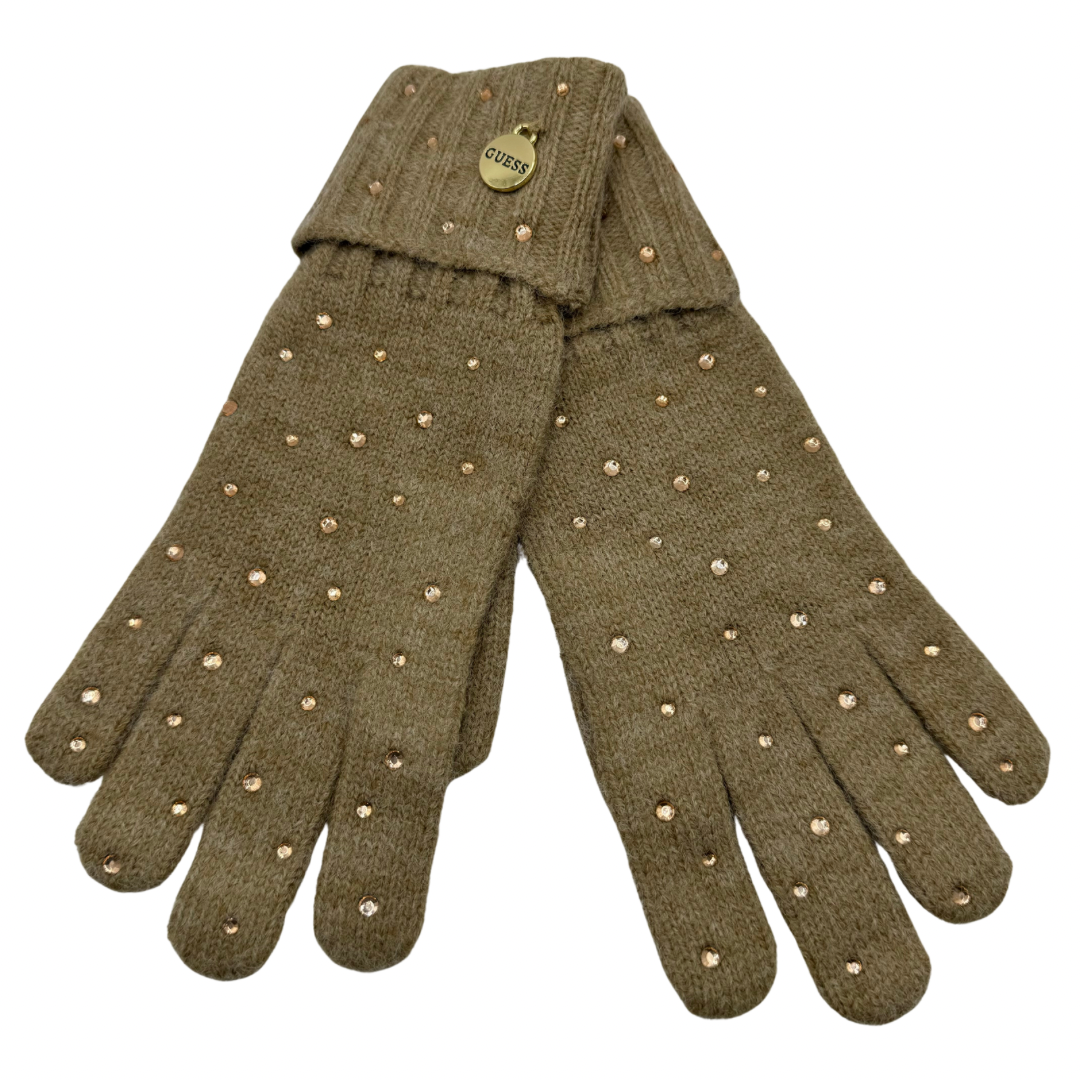 Guess Beige Diamanté Gloves