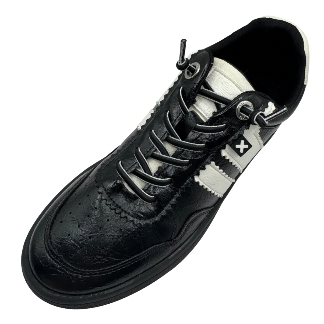 Xti Black &amp; White Trainers with Elasticated Laces