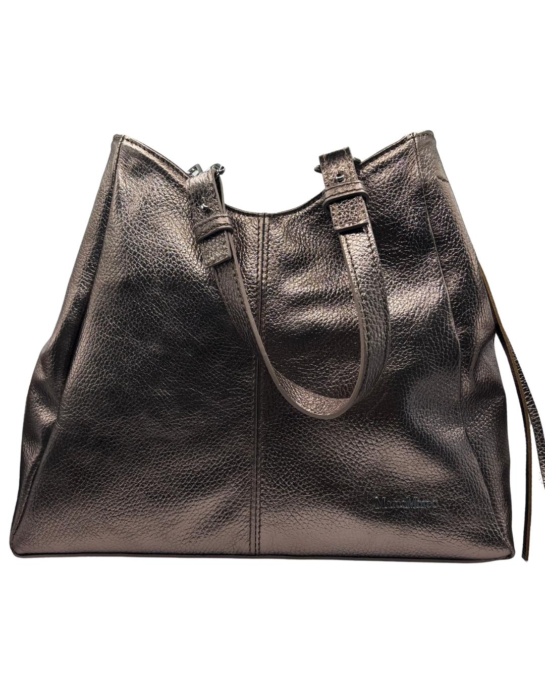 Marco Moreo Pewter Handbag with Extendable Strap