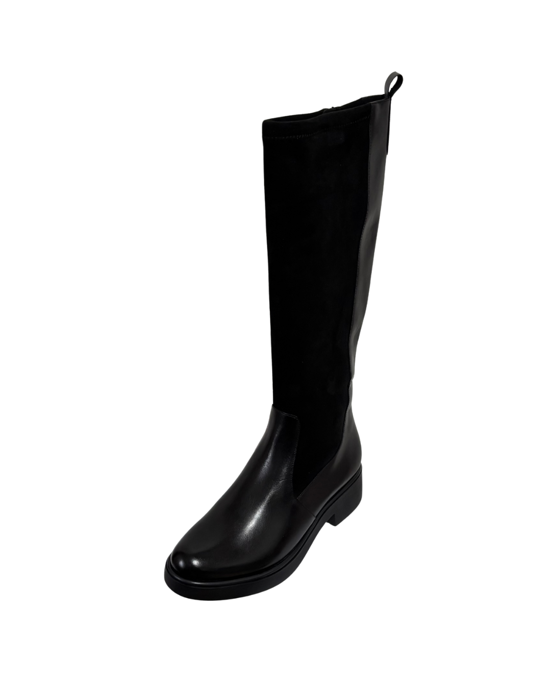 Caprice Black Long Boot with Suede Detail