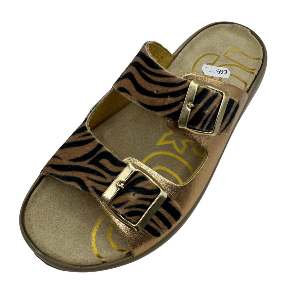 Igi &amp; Co Bronze &amp; Zebra Print Slip On Sandals