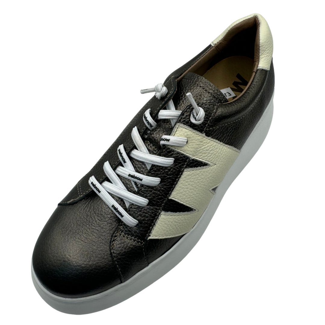 Wonders Pewter &amp; Cream Platform Trainers