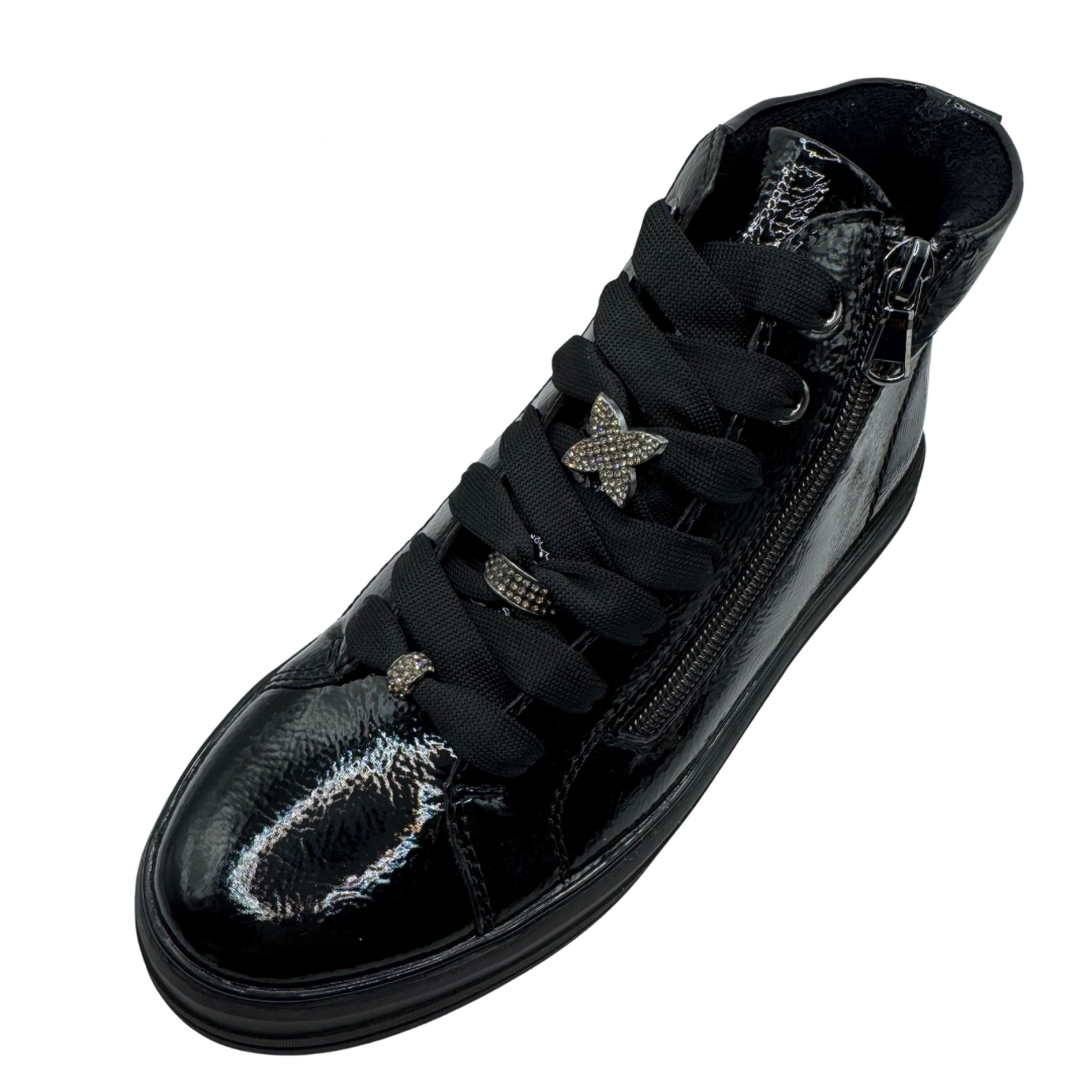 Remonte Black Patent Trainer Boots