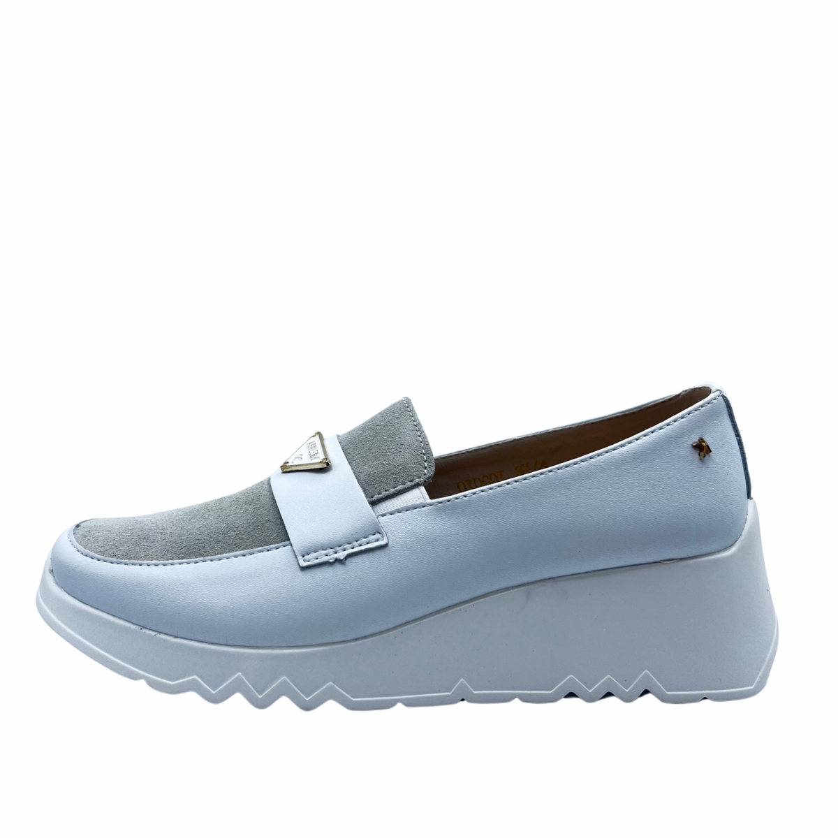 Kate Appleby White and Grey Wedge Loafer