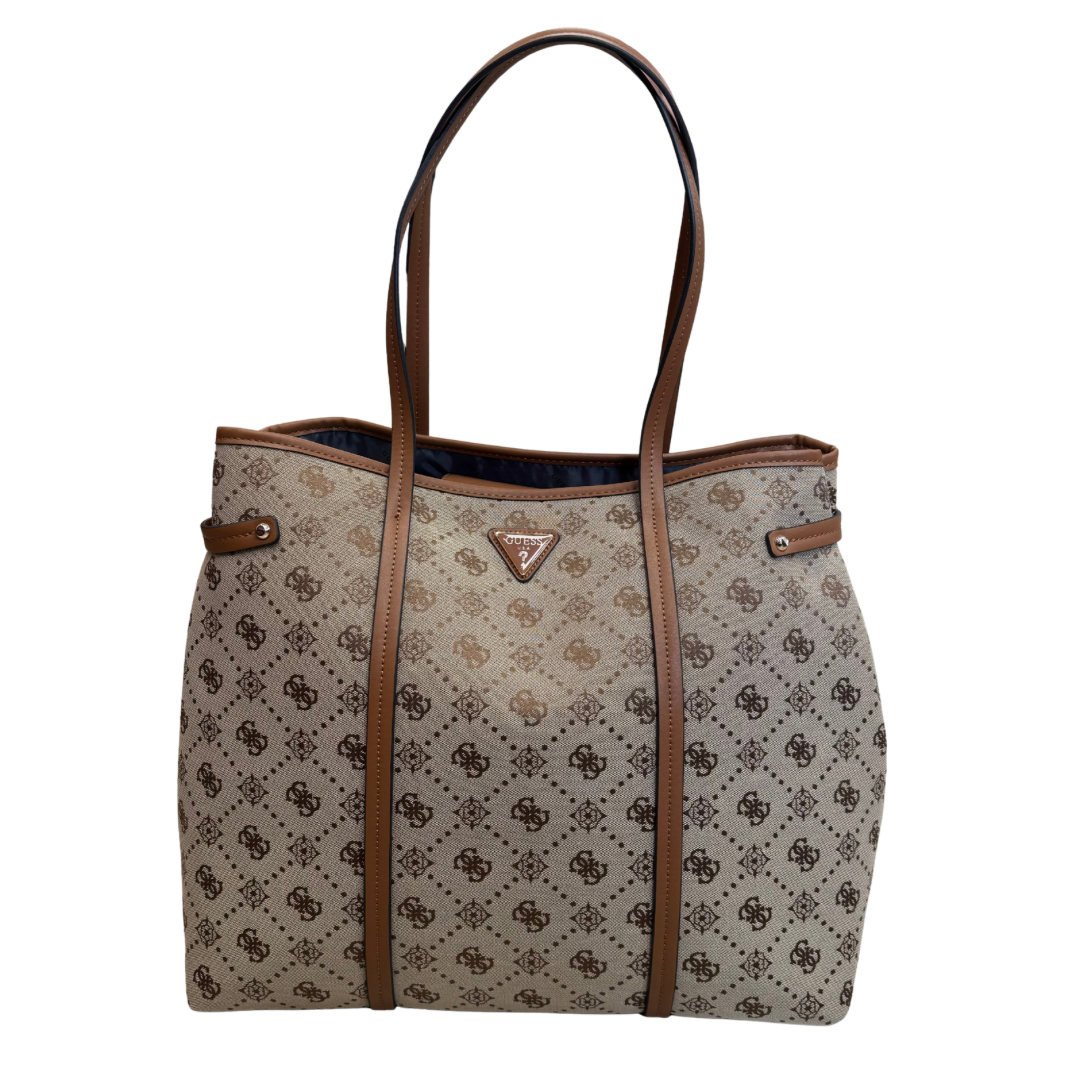 Guess Light Brown Small Logo Print Weekend Bag
