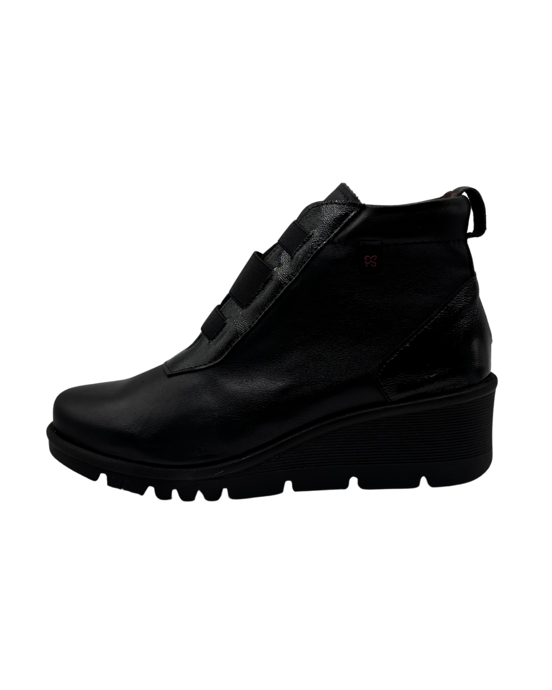 Pepe Saenz Black Wedged Elasticated Boot with Side Zip