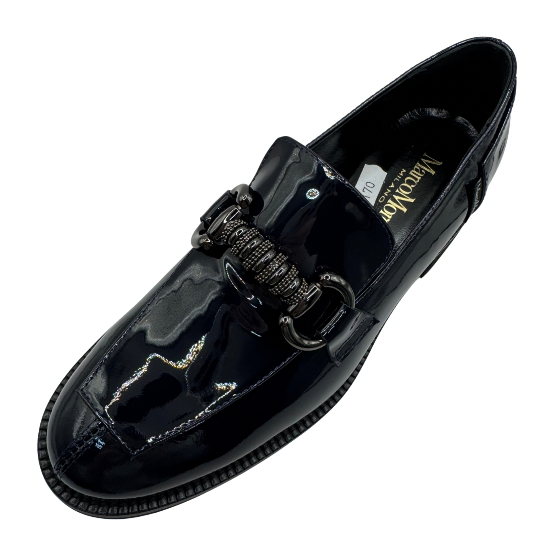 Marco Moreo Navy Patent Loafers