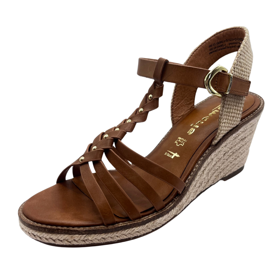 Tamaris Brown Leather Wedge Sandal
