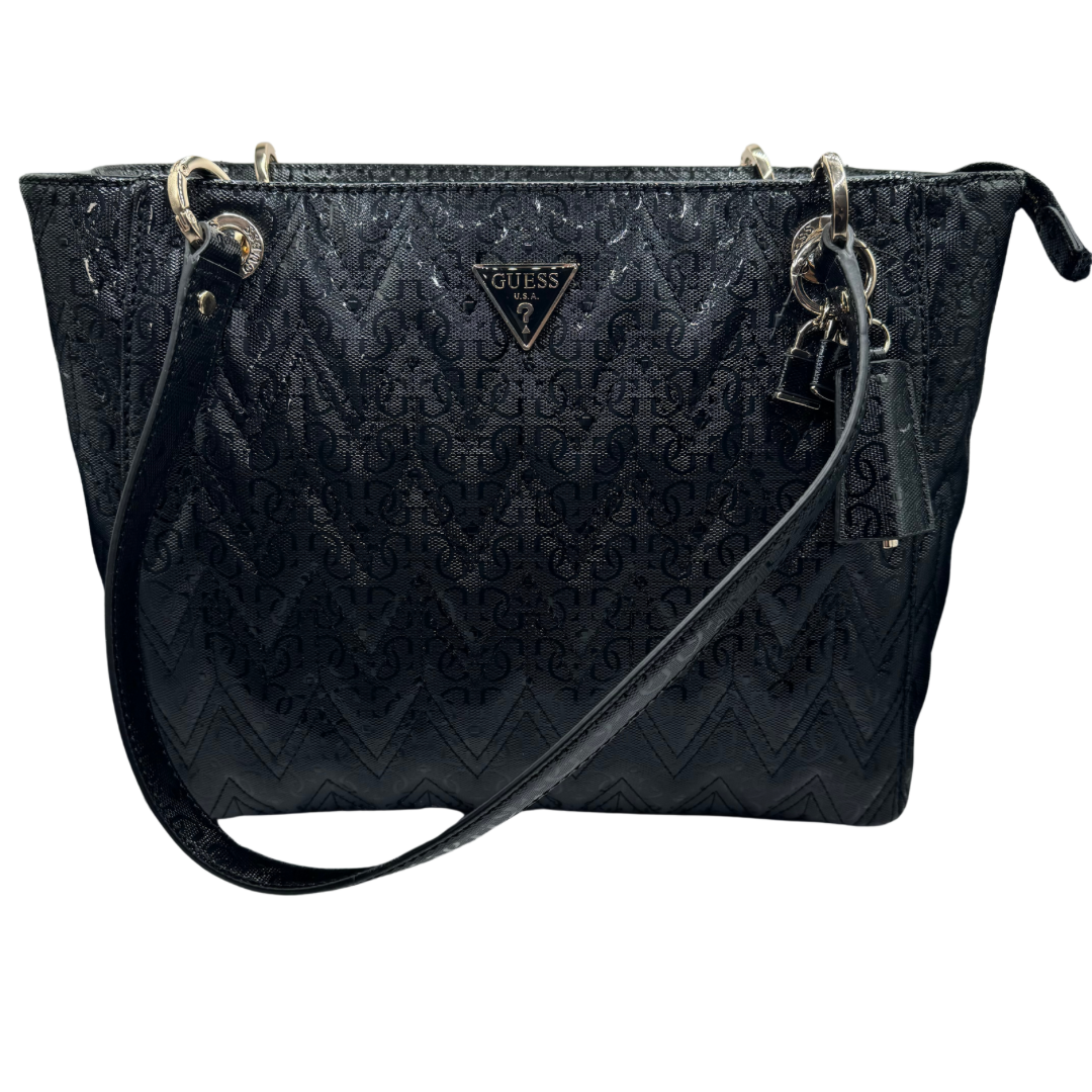 Guess Black Chevron Logo Detail Handbag