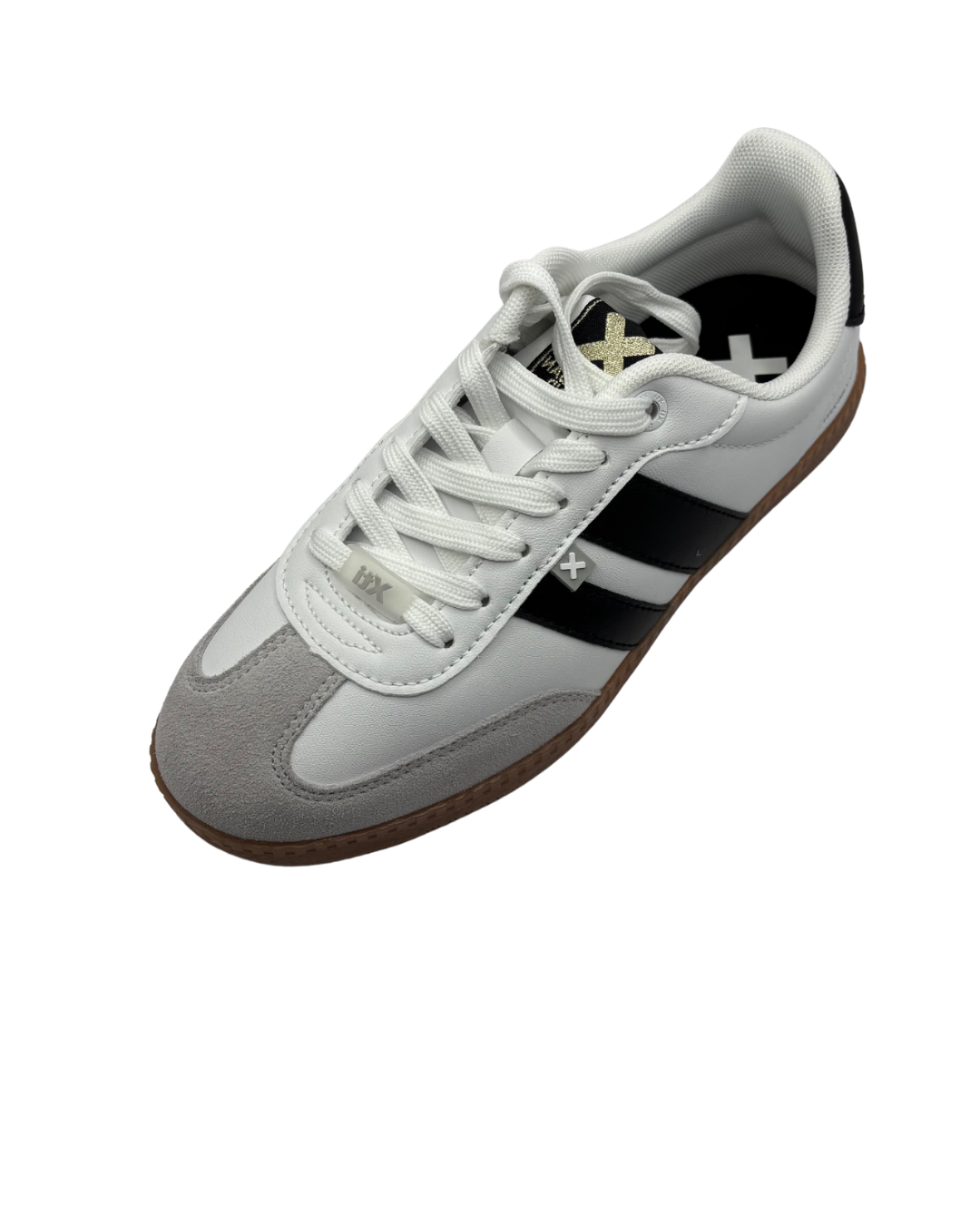 XTI White and Black Trainer with Suede Detail