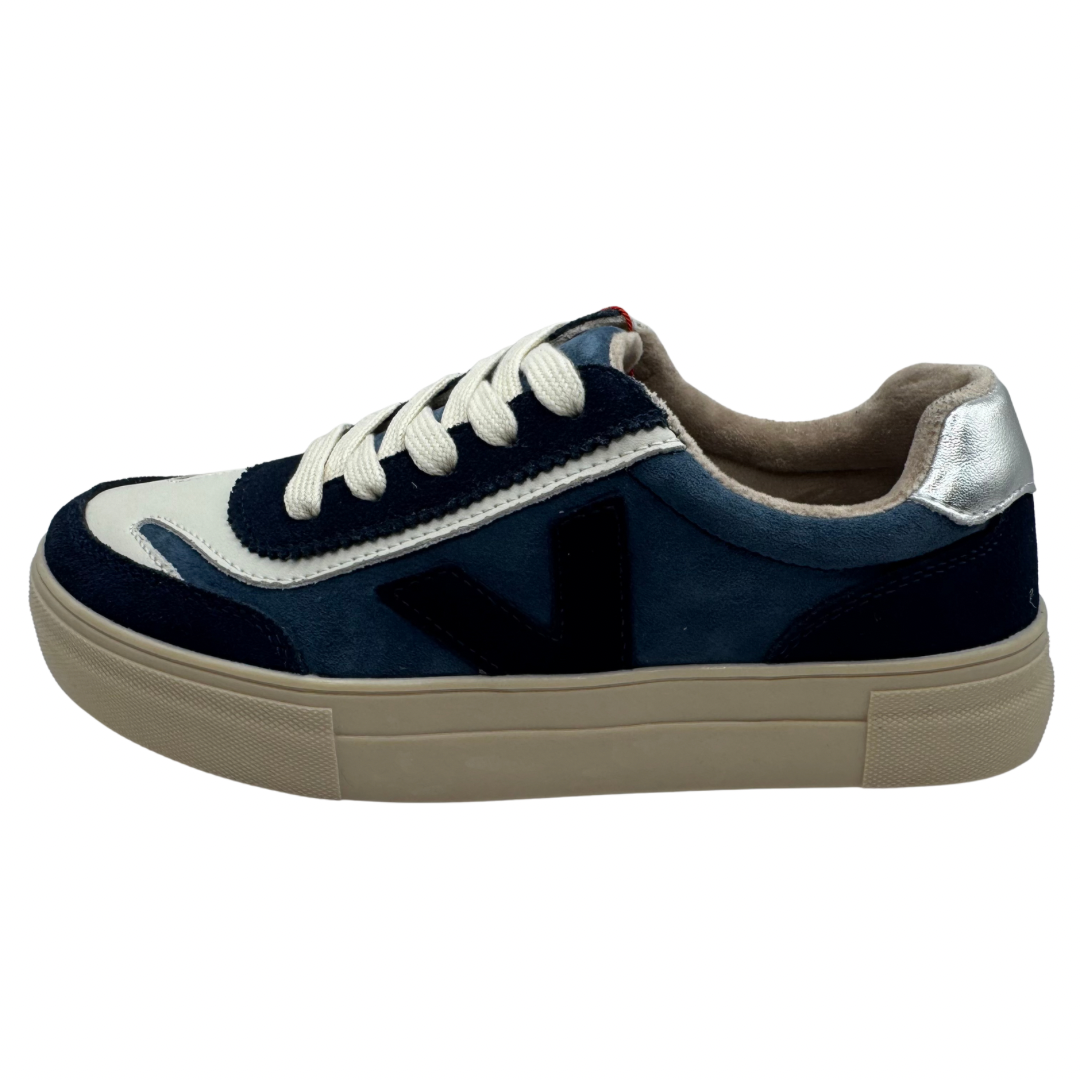 Drilleys Navy &amp; Cream Platform Trainers