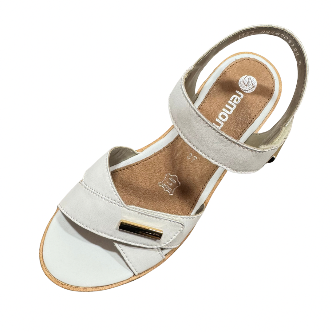 Remonte White Wedge Sandals with Velcro Straps