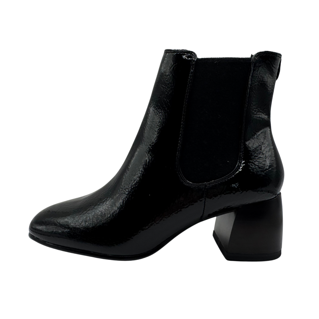 Tamaris Black Patent Boots with Small Heel