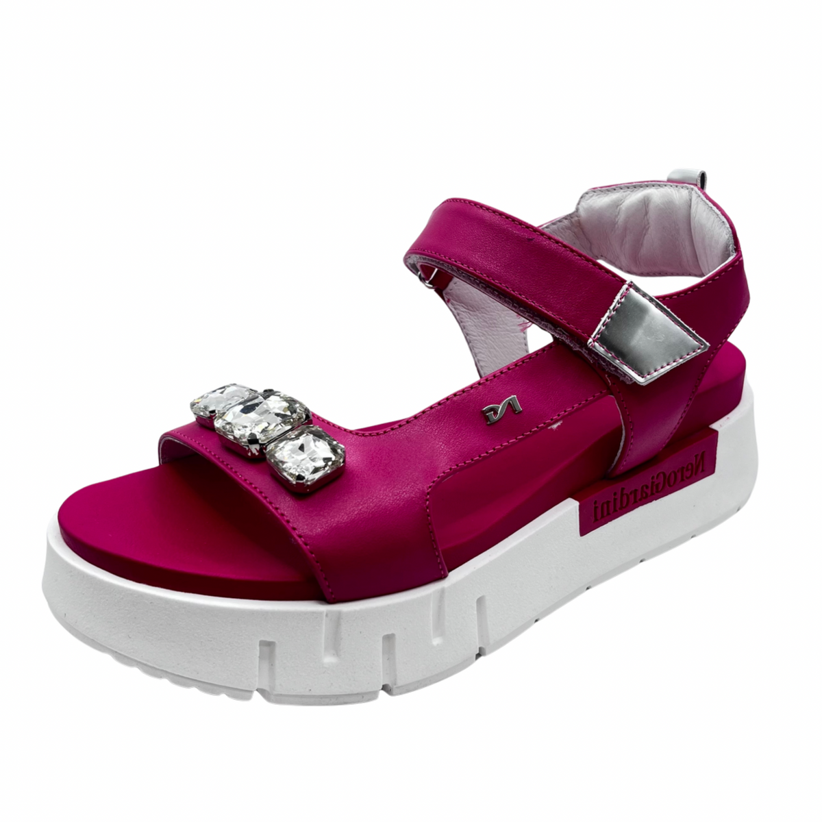 Nero Giardini Pink Wedge Sandal with Diamanté Detail