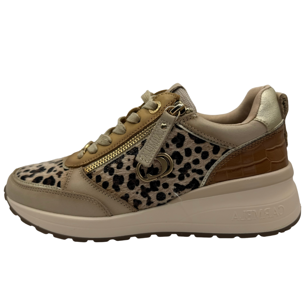 Carmela Leopard Print Wedge Trainers