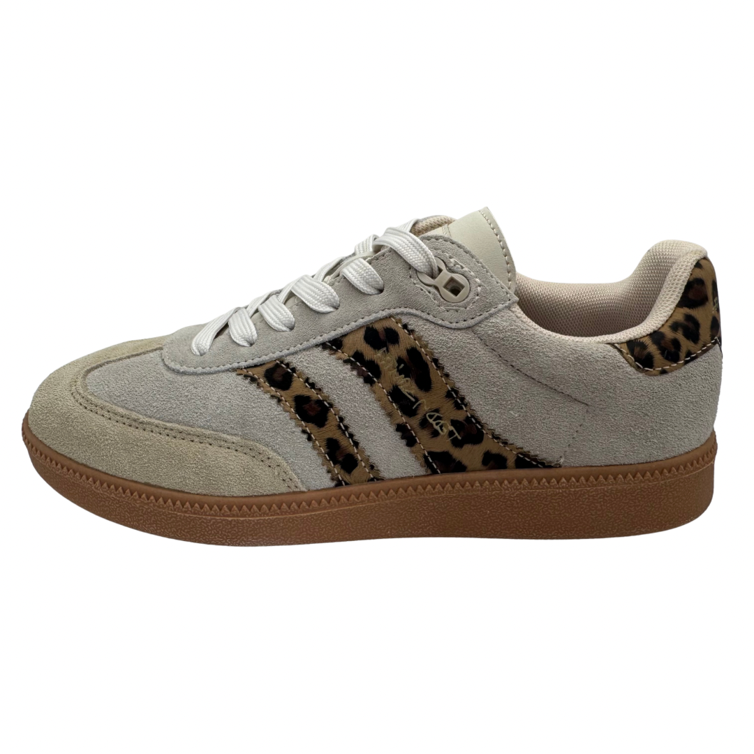 Teddy Smith Light Grey &amp; Leopard Print Trainers