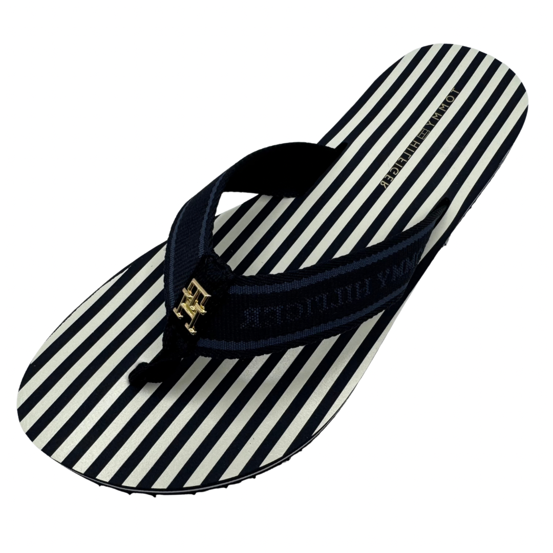 Tommy Hilfiger Navy Stripe Wedge Flip Flops