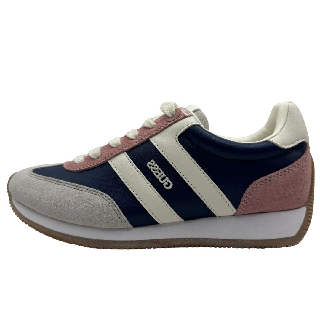 Guess Navy, Cream &amp; Pink Trainers