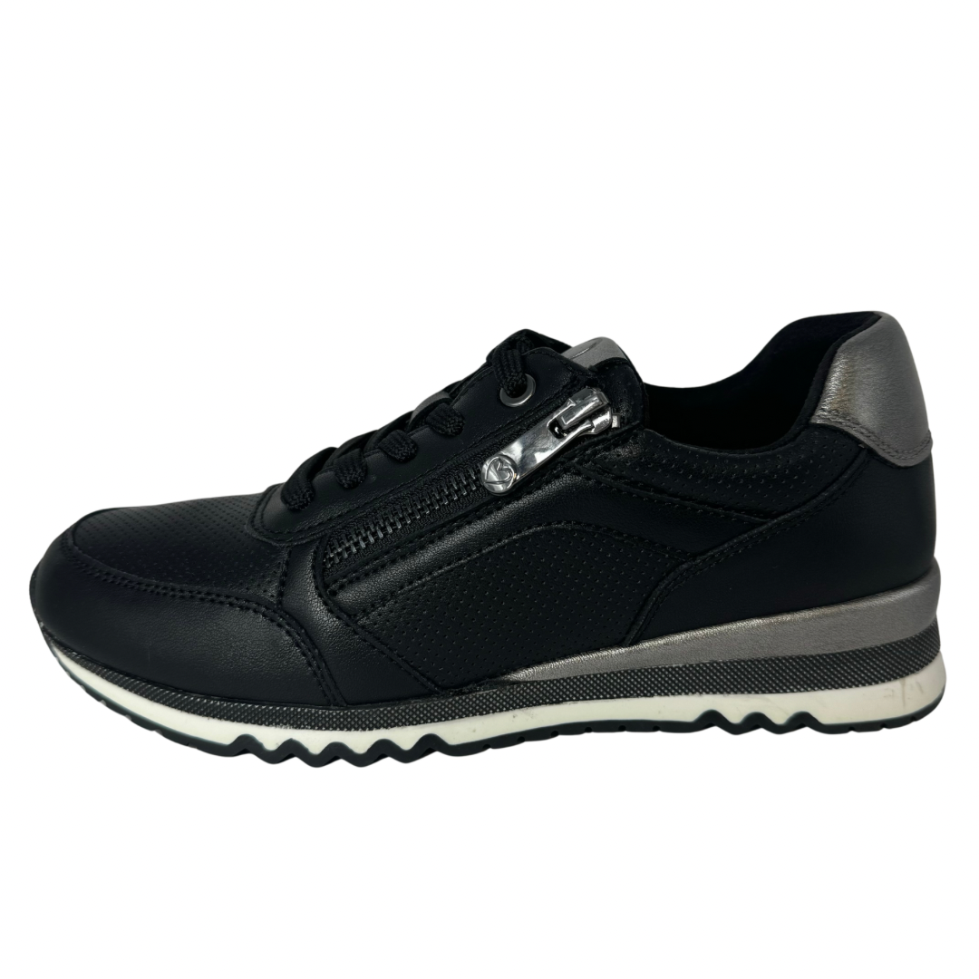 Marco Tozzi Black &amp; Silver Trainers