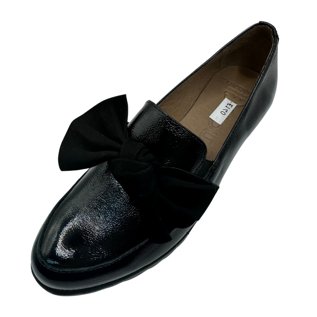 Wonders Black Patent Wedge Loafers