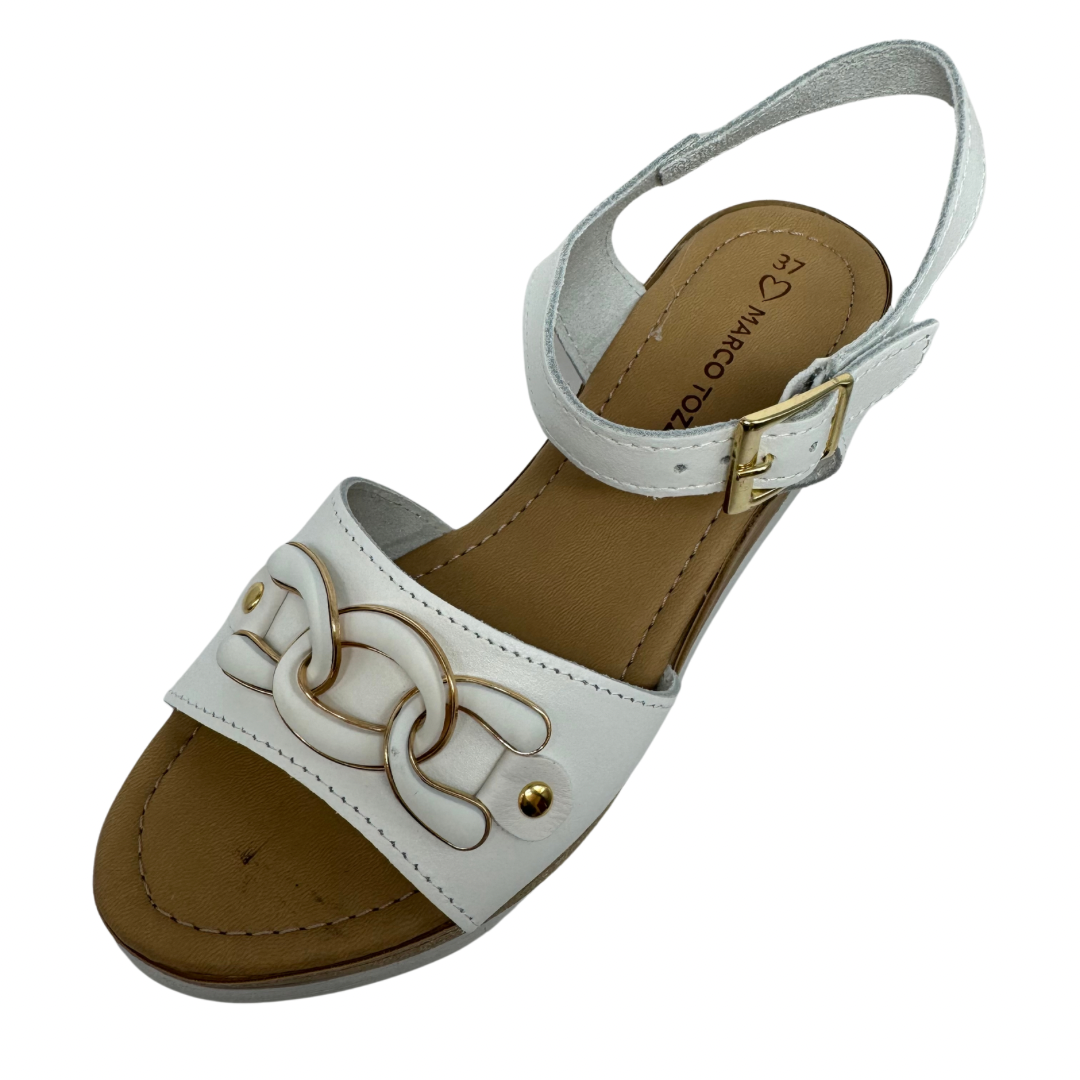 Marco Tozzi White Leather Wedge Sandals