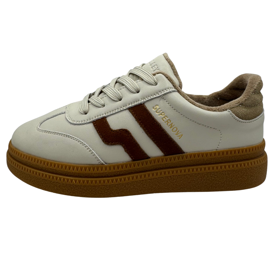 Drilleys Cream &amp; Brown Platform Trainers