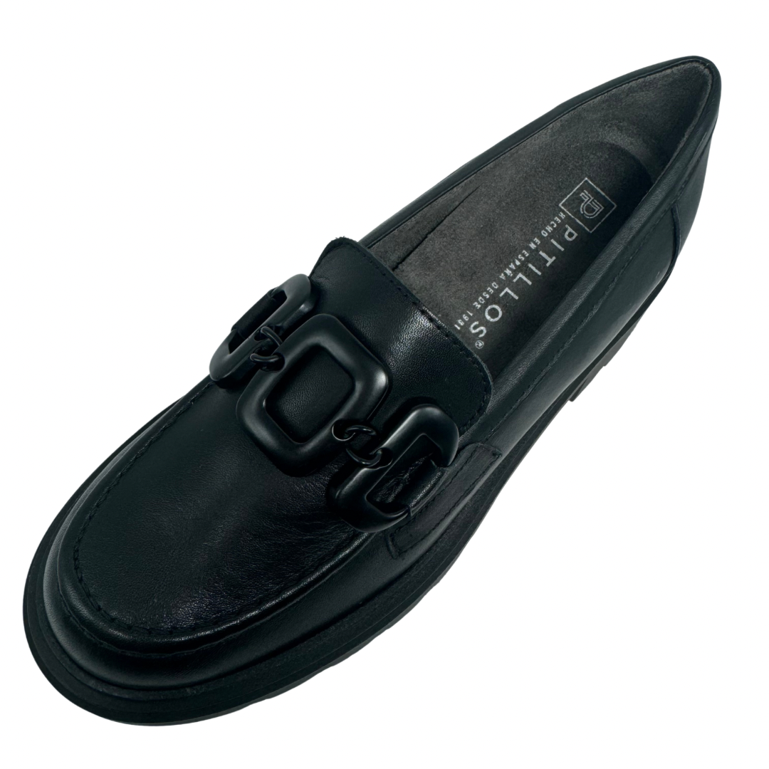 Pitillos Black Loafers with black Buckle