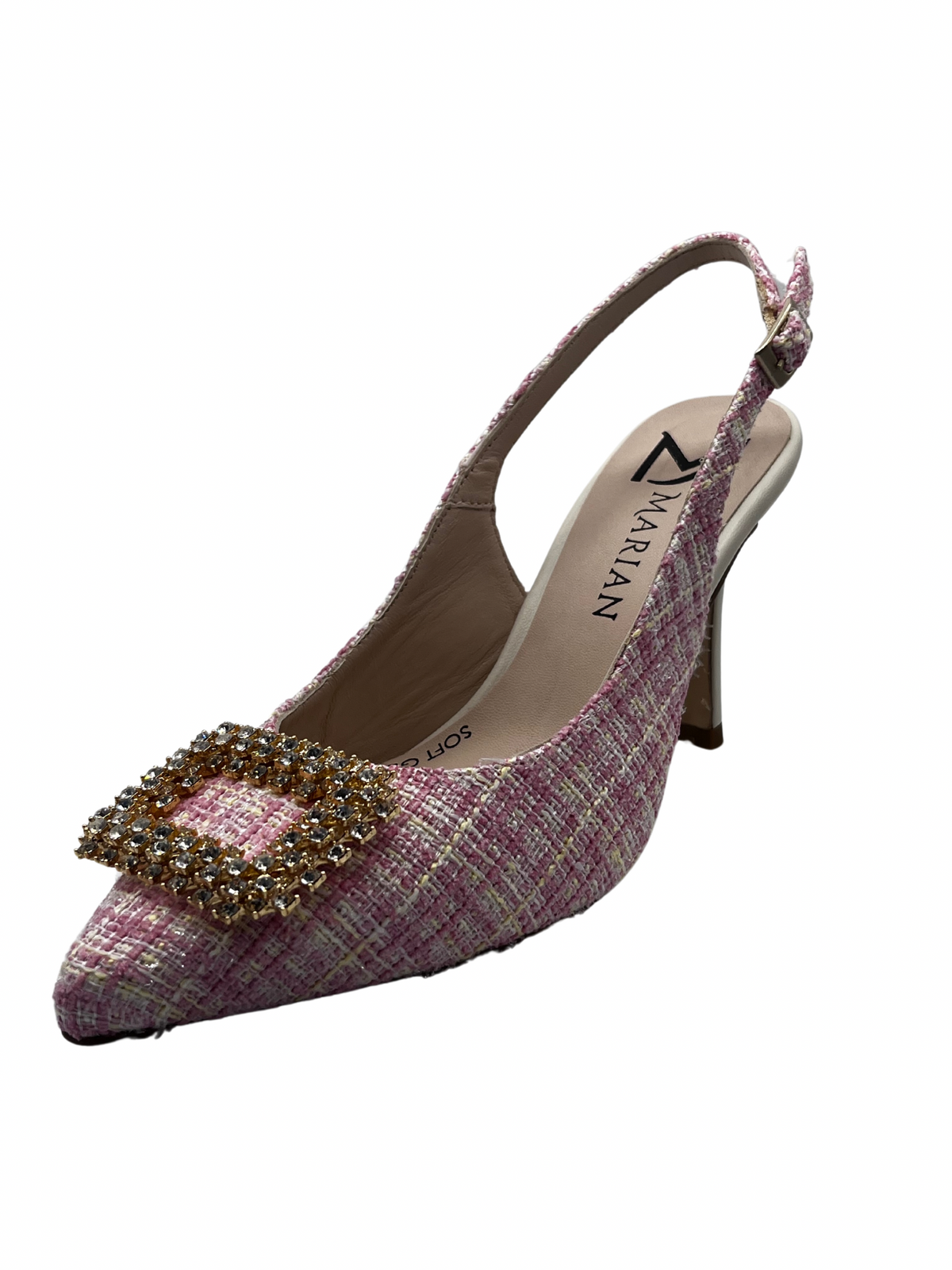 Marian Tweed Pink &amp; Lemon Heel With Diamanté Detail