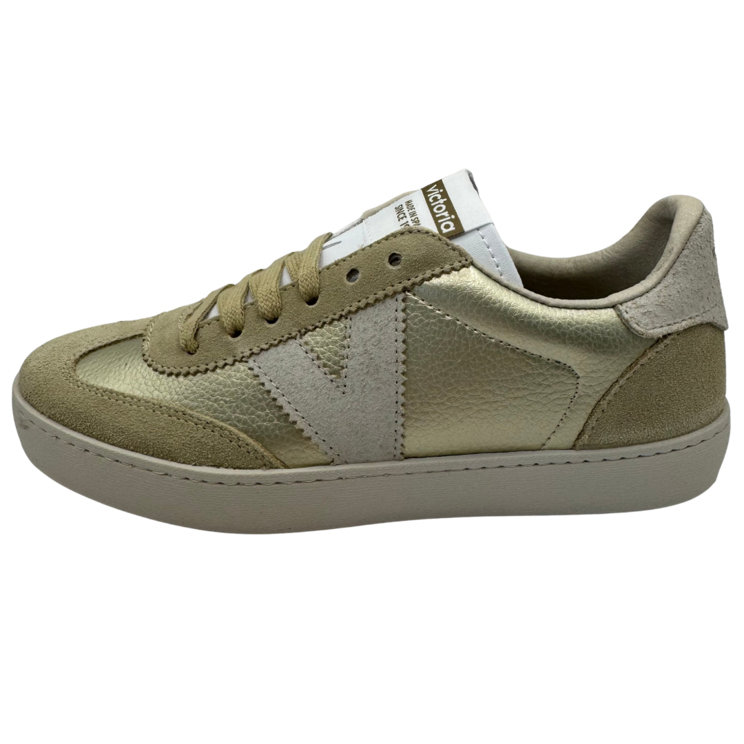 Victoria Gold &amp; White Trainers
