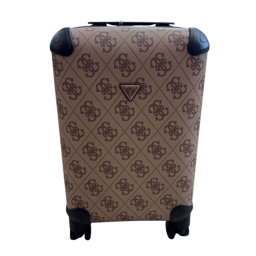 Guess Light Brown Logo Print Hardshell Suitcase