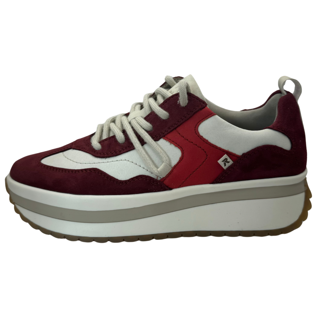 Rieker Burgundy &amp; Beige Trainers